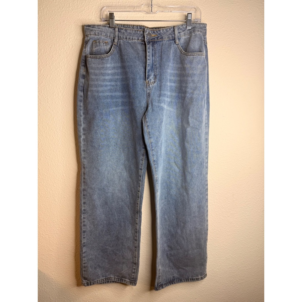 Unbranded High Rise Wide Leg Light Wash Denim Jeans Size XL